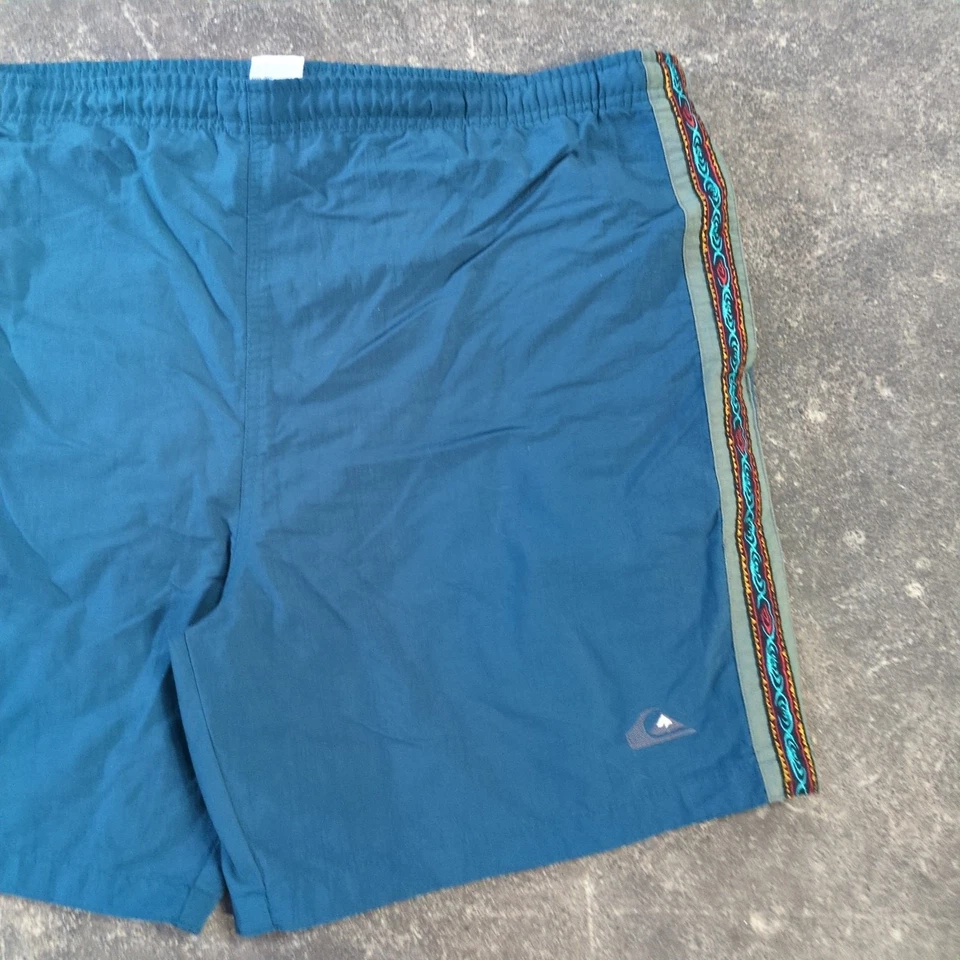 Pantalones Cortos de Natación Quiksilver De Colección Para Hombres 36 Azul Verde Tabla Malla Forrada Baúles Años 90 Foto 3 de 4