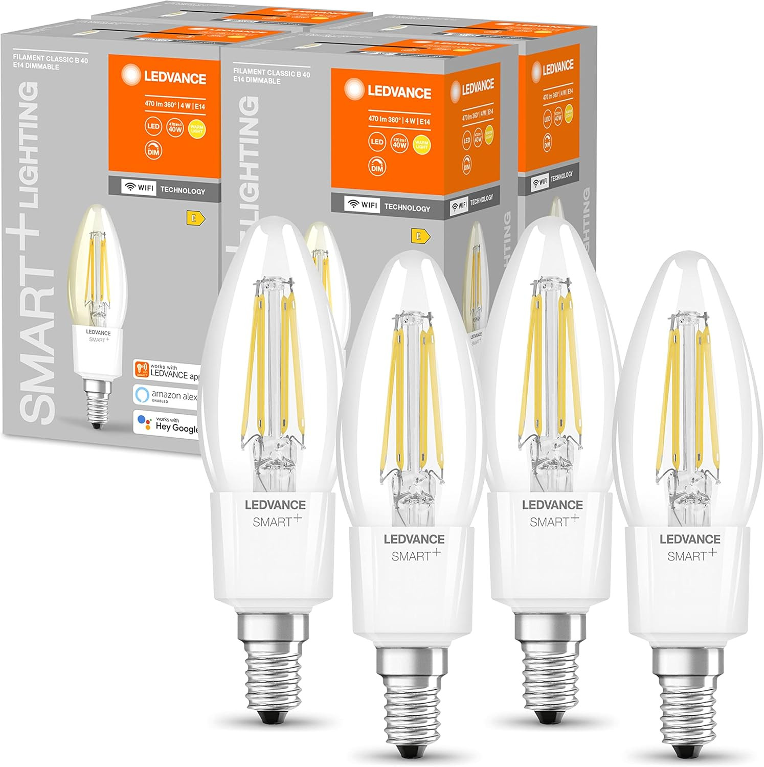 Lampadina Smart LED E14 WiFi Dimmerabile Bianco Caldo a Candela per Lampadari