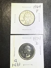 (2 Coins)  1964 P & 1934 D Washington Silver Quarters