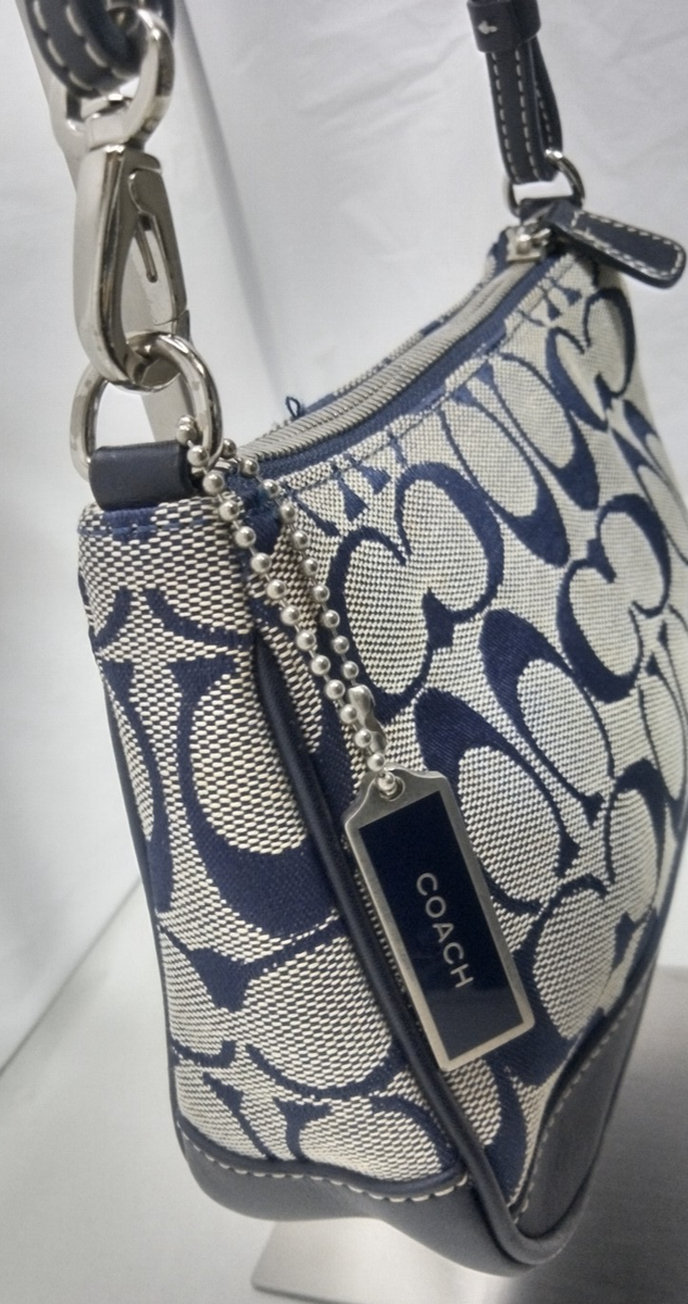 Coach 6094 Signature Demi mini Pouch Bag Canvas Leather Black Used