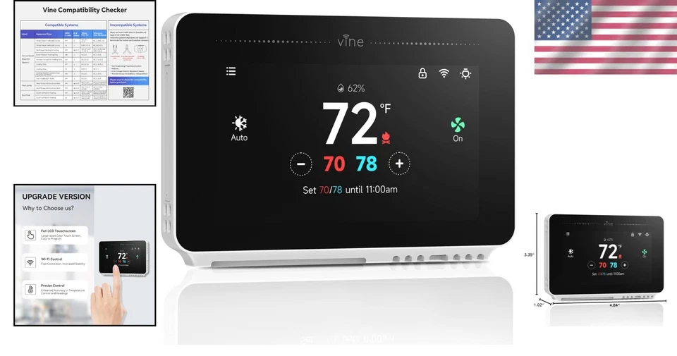 Programmable WiFi Thermostat Touch Screen for Home Heating Cooling Alexa Google - Image 2 of 4