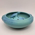 Van Briggle Pottery Turtle Flower Frog In Lotus Bowl 12 US Arts and Crafts 8in