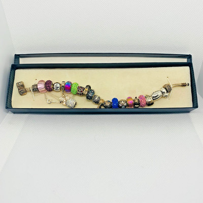 Charm Bracelet 8 Inch Multi Color Beads Boxed - The Paper Store Gifts