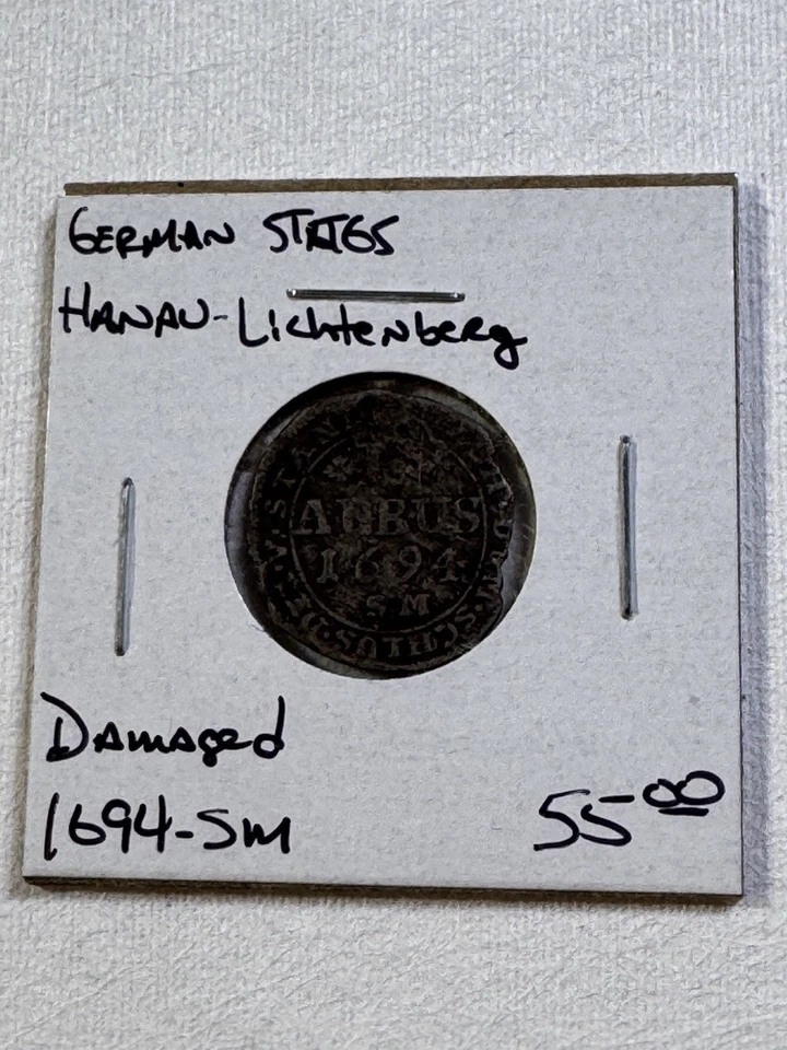 1694-SM German States Hanau-Lichtenberg 1 Albus Damaged - Image 4 of 4