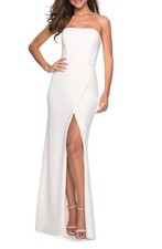 La Femme 27035 Strapless Jersey Gown SZ 2 White Mrsp 328