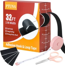 32Ft *1 Inch Hook and Loop Tape with Adhesive Back, Heavy Duty Double 