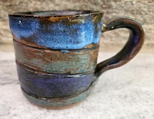Stoneware Clay Pottery Coffee Tea Mug Beautiful colors Ridged base