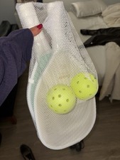 Pickleball Set with 2 Paddles, 2 Yellow Balls, Mesh Bag Complete Kit for Game
