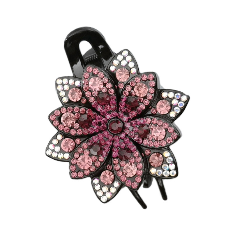 Glitzernde Kristall-Haarspangen Mit Blumen-Design - Elegant & Funkelnd