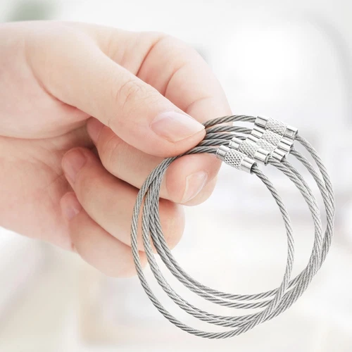 40x argento 2,0 mm * 150 mm filo portachiavi cavo metallo bagaglio tag anelli portachiavi USA - Foto 11 di 16