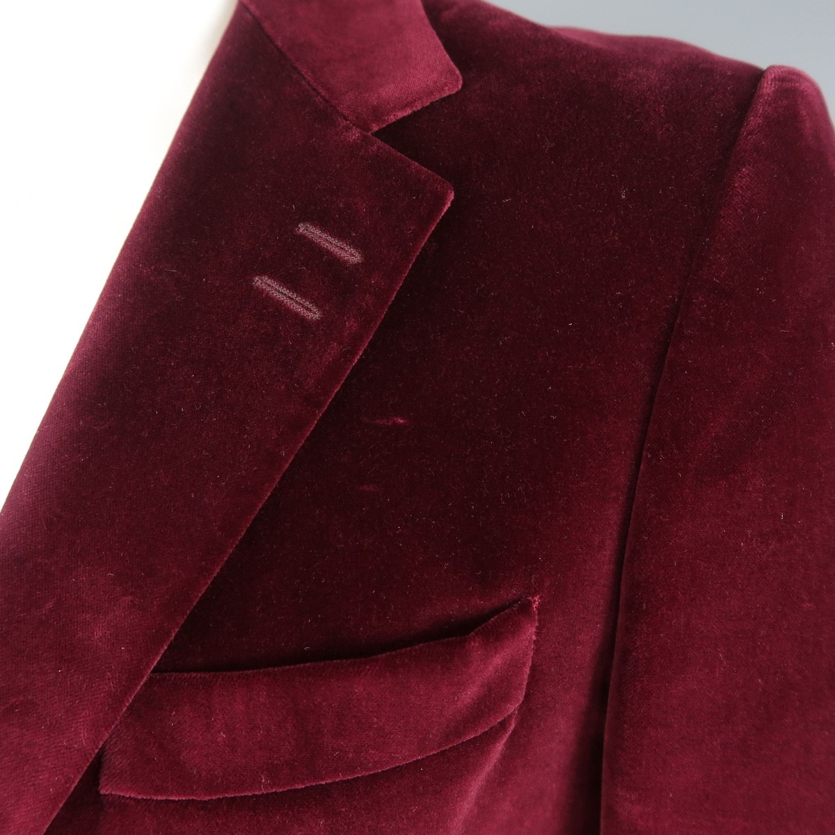 PAUL SMITH Size 40 Burgundy Velvet Notch Lapel Sport Coat 