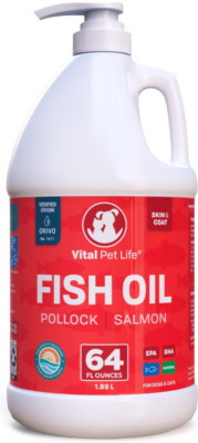 Vital Pet Life Fish Oil Skin & Coat Health Liquid Cat & Dog Supplement, 64-fl oz