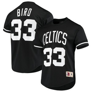 Boston Celtics Larry Bird Mitchell & Ness Black Mesh Warm Up Shirt | eBay