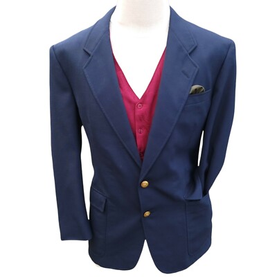 Jack Nicklaus Blue Blazer Sport Jacket Mens 43R Wool HSM Gold