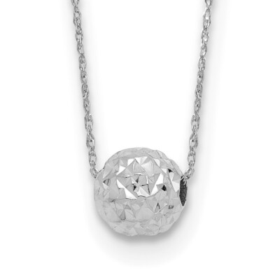 14k Weißgold Perlen Anhänger Halskette 18'' 0,94 Gramm Geschenk für Mutter
