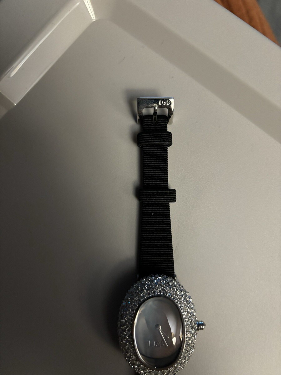 D&G Silver Crystal Pavé Bracelet Watch with Black Dial 2000s Dolce & Gabbana Crystal Pave Bracelet Watch – Dolce  main image 2