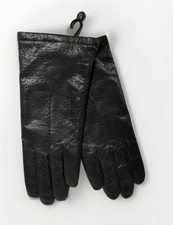 Fownes Black Gloves Pigskin Leather Women's Size 7.5 Wrist Acrylic lining