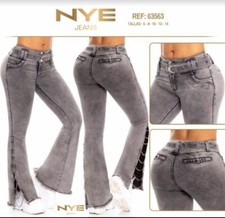 NYE JEANS COLOMBIANOS. Butt lifter mid-Fit Boot Cut Denim Gray Color 63563