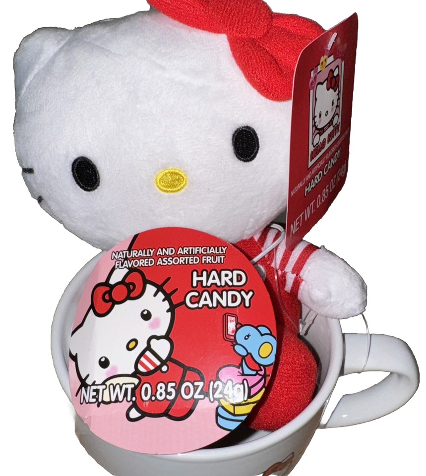 Hello Kitty Valentines day Mug Plushie Hard Candies Aldi Exclusive 2023