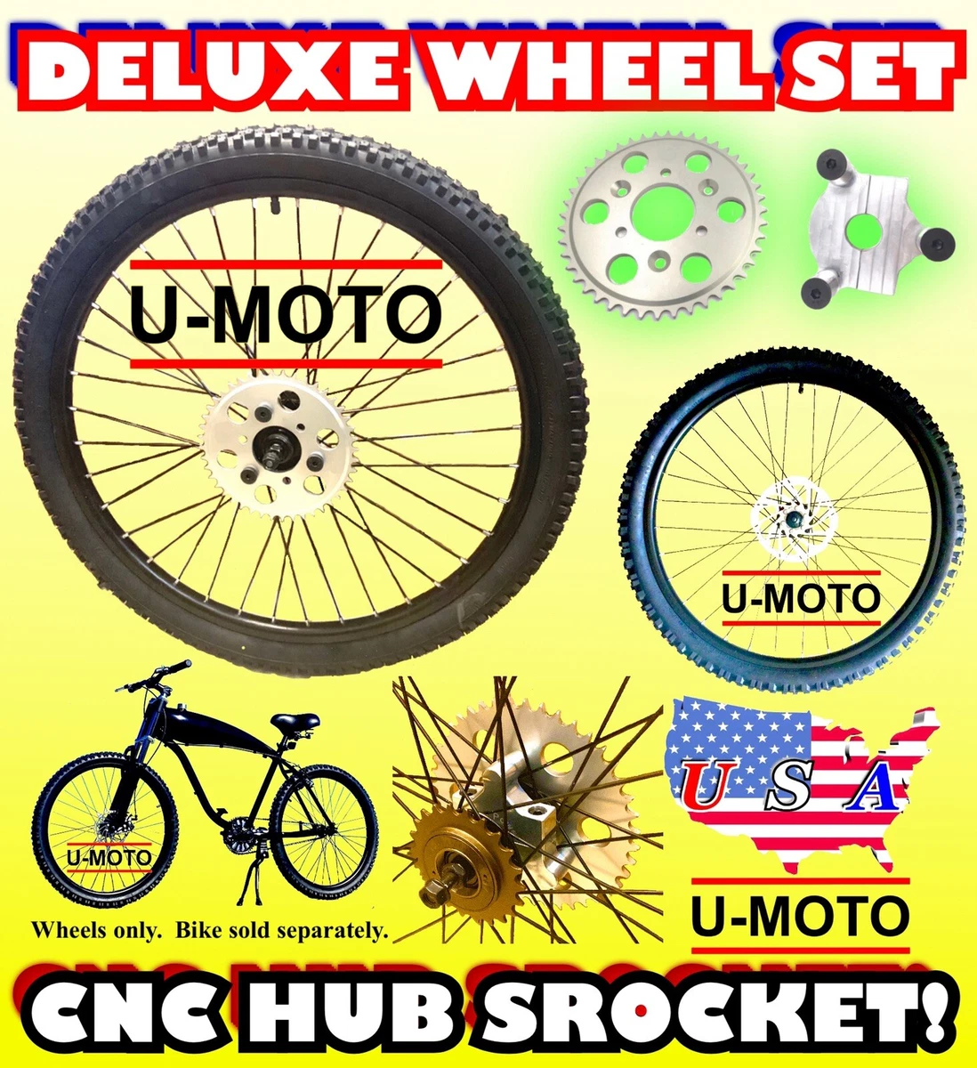 COMPLETE 2 STROKE 66CC 80CC MOTORIZED BIKE WHEEL SET FOR KITS AND