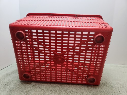Sears Hardware Dept Plastic Shopping Hand Basket Wire Handles Red Collectible - Picture 5 of 8