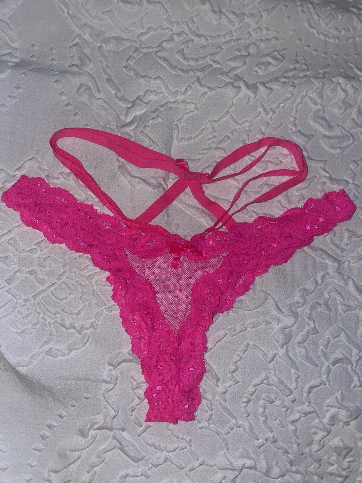 Seven 'Til Midnight Women's Strappy Bikini Sexy Lingerie PINK Panty Size S Open