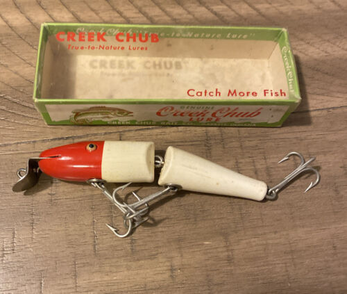 Vintage Creek Chub Pikie Minnow Jointed Red & White Red Head Fish Lure New RARE