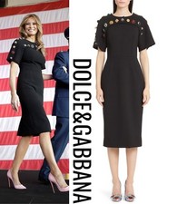 NWD Dolce & Gabbana Button Trim Stretch Wool Sheath Dress black [SZ 40 ] #G193