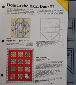 Hole In The Barn Door Quilt Block Sewing Pattern Clear Plastic