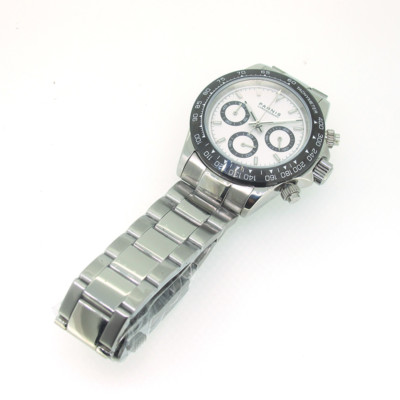 39mm Parnis Sapphire Quartz Movement Mens Chronograph Watch Stainless Steel Band