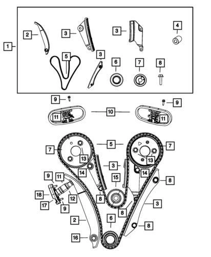 Genuine Mopar 2001-2010 Chrysler Sebring Front Timing Chain Tensioner 4792443AB - Image 3 of 3