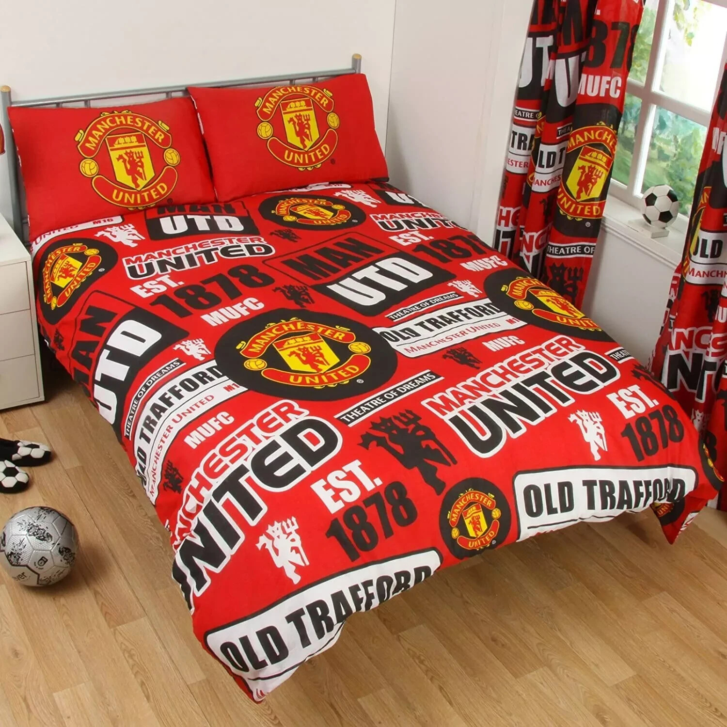 Manchester United Double Duvet Patch Cover Set MUFC Fan Gift Official Licensed