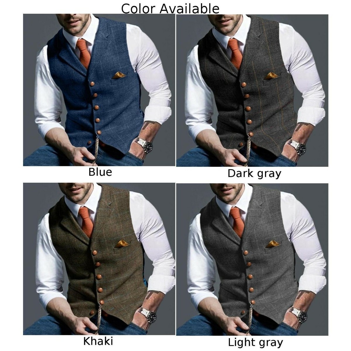 Mens Casual Business Waistcoat Sleeveless V-Neck Vintage Mens Casual Business Waistcoat Sleeveless V-Neck Vintage