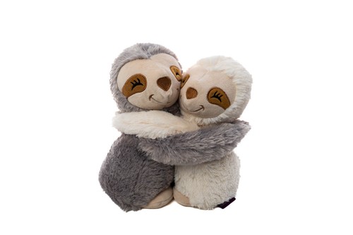 Habibi Plush Premium Hugys Faultier Papa (grau) + Kind (creme) Wärmetier - Bild 2 von 6