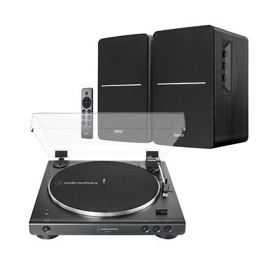 Audio-Technica AT-LP60XBT Plattenspieler + Edifier R1280DBs Bluetooth Lautsprecher schwarz