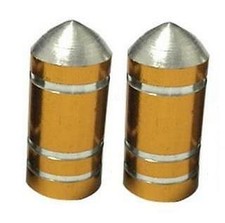 2x Metallic GOLD Metal Steel Dust Valve Wheel Tyre Caps (DC8) Motorbike G