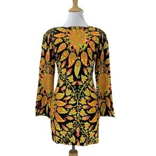 Zara Dress Womens XS Extra Small Floral Printed Paisley Bell Sleeve Open Back