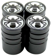 Black Spider Tire Wheel Stem Air Valve CAPS for auto, car, truck, SUV (1 SET)