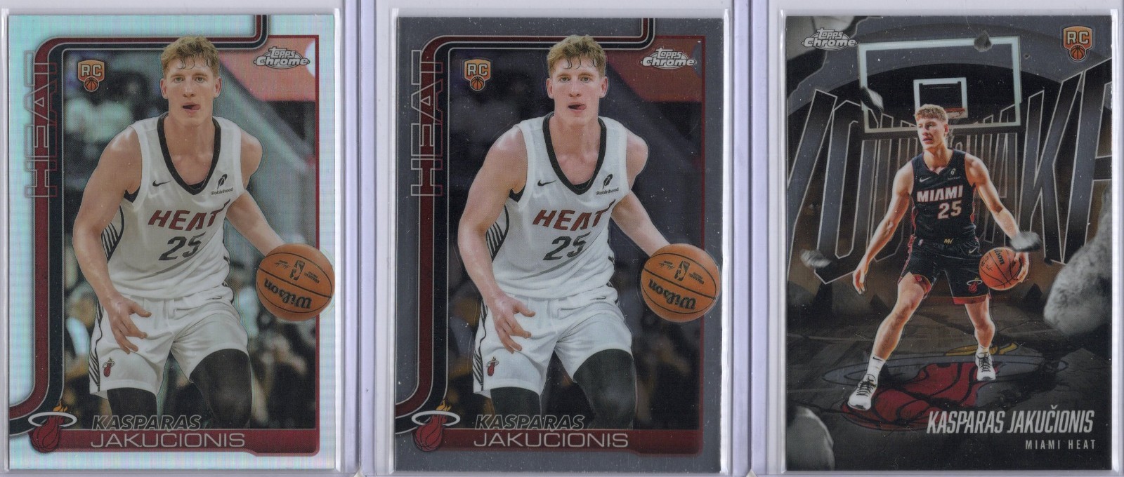 2025 Topps Chrome NBA Kasparas Jakucionis #270 & #YQ-11 Base/1 Refractor RC HEAT