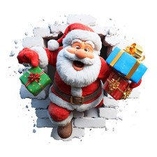 Christmas Wall Decals Removable 3d Santa Claus Broken Wall Cling Christmas