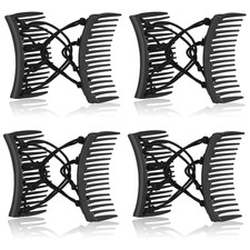 4 Pieces Stretchy Double Comb Adjustable Elastic Hair Clips, No Crease Pins for
