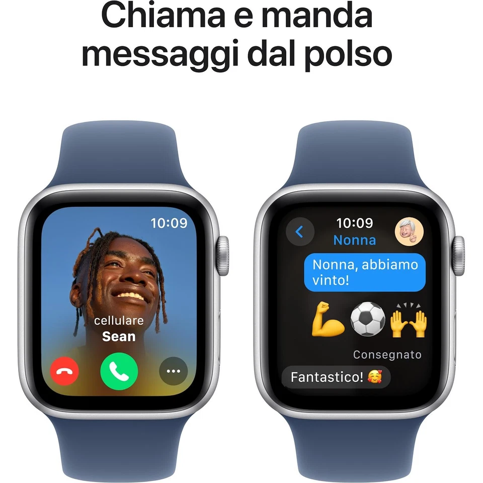 Apple Watch SE GPS 44mm con cassa in Alluminio argento e Denim Sport Band - M/L - Immagine 4 di 4