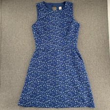 Gap Mini Dress Blue Sleeveless Round Neck Size 4 Pockets Cut Out Back