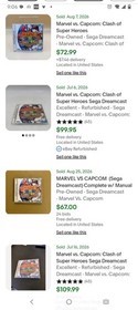 Sega Dreamcast Marvel Vs Capcom  : Clash Of The Superheroes Video Game 1999...
