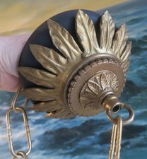 Ceiling Canopy Lamp Medallion 5" French Empire Vintage Brass laurel leaves gilt