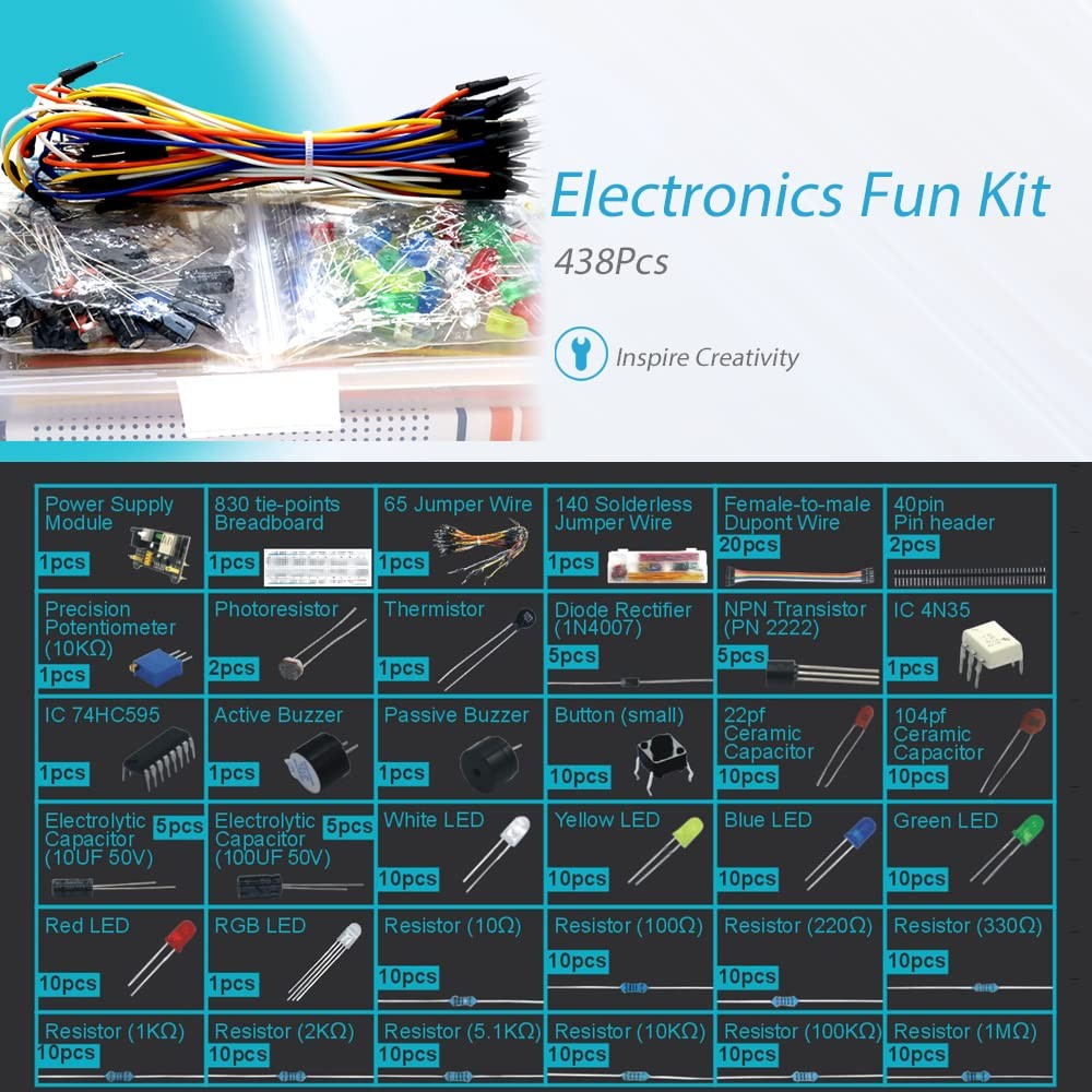 Kit composants électroniques breadboard et buzzer pour programmation microcontrôleur DIY - 3