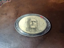 rare made in the USA Indian Head warrior Chief belt buckle