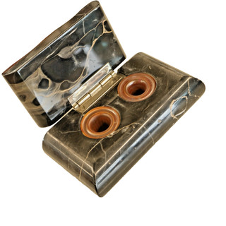 Schönes altes Marmor Tintenfass mit Einsätzen um 1900 15 x 8 x 6 cm