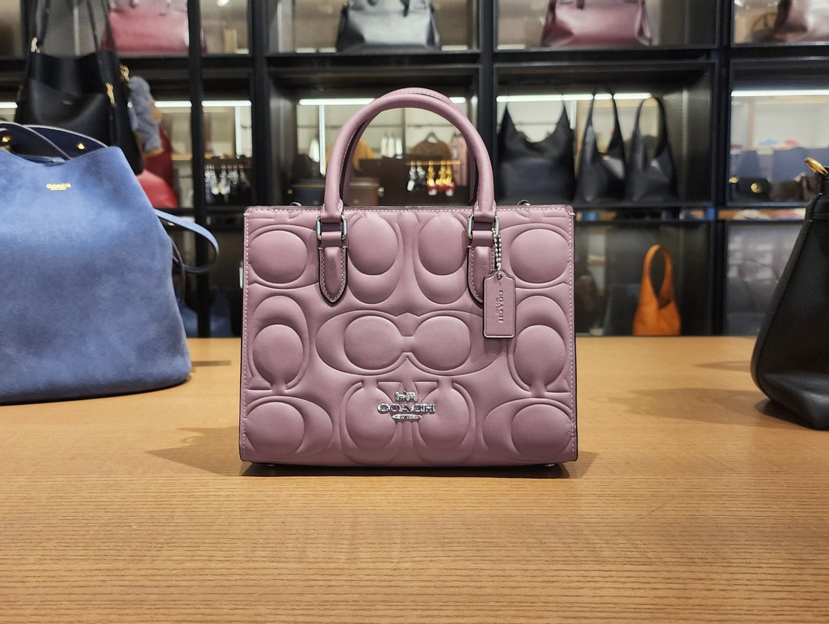 COACH Maggie Small Tote Signature Jasmine Leather Shoulder Bag COACH Maggie Small Tote Signature Jasmine Leather Shoulder Bag