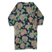 Womens Day Dress Black Floral Long Sleeve Knee Length XL